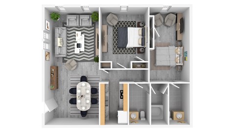 Floor plan for 2 beds, 1.5 baths, 1100 sqft